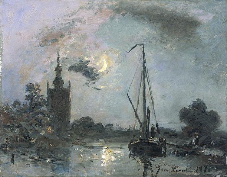 Johan Barthold Jongkind Overschie in the Moonlight Norge oil painting art